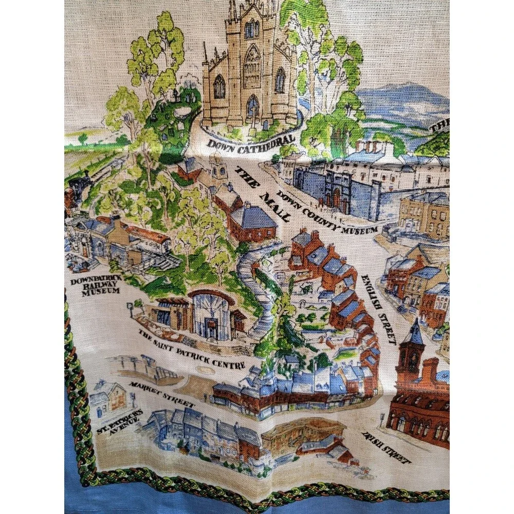 NEW Souvenir Printed Irish Linen Kitchen Tea Historic DownPatrick Made Ulster